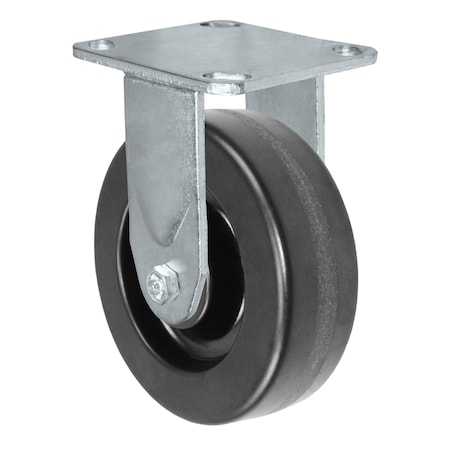 Casterhq 6"x2" Phenolic Wheel, Rigid Caster, Plate Size: 4-1/2x6-1/4", C 35CR620PH84B-04